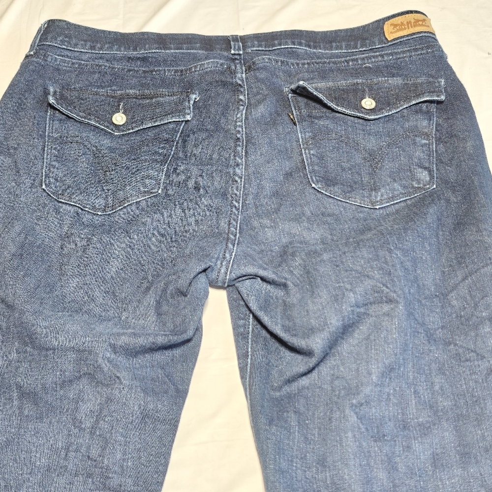Levi’s 525 Perfect Waist Straight Leg Jeans Womens 16 S Blue Dark Wash Stretch - Picture 8 of 11